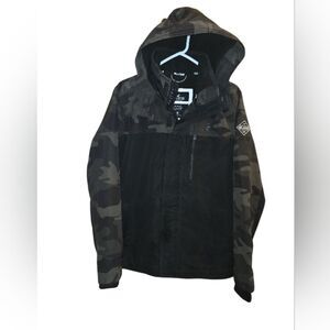 Hollister By Abercrombie Mens All Weather Flecce Lined Jacket Hoodie M Camo Y2k